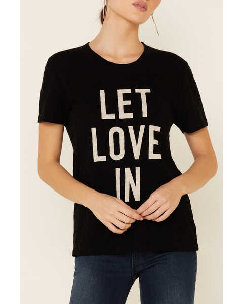 Image #3 - Revel Women's Let Love In Graphic Slub Short Sleeve Tee , Black, hi-res