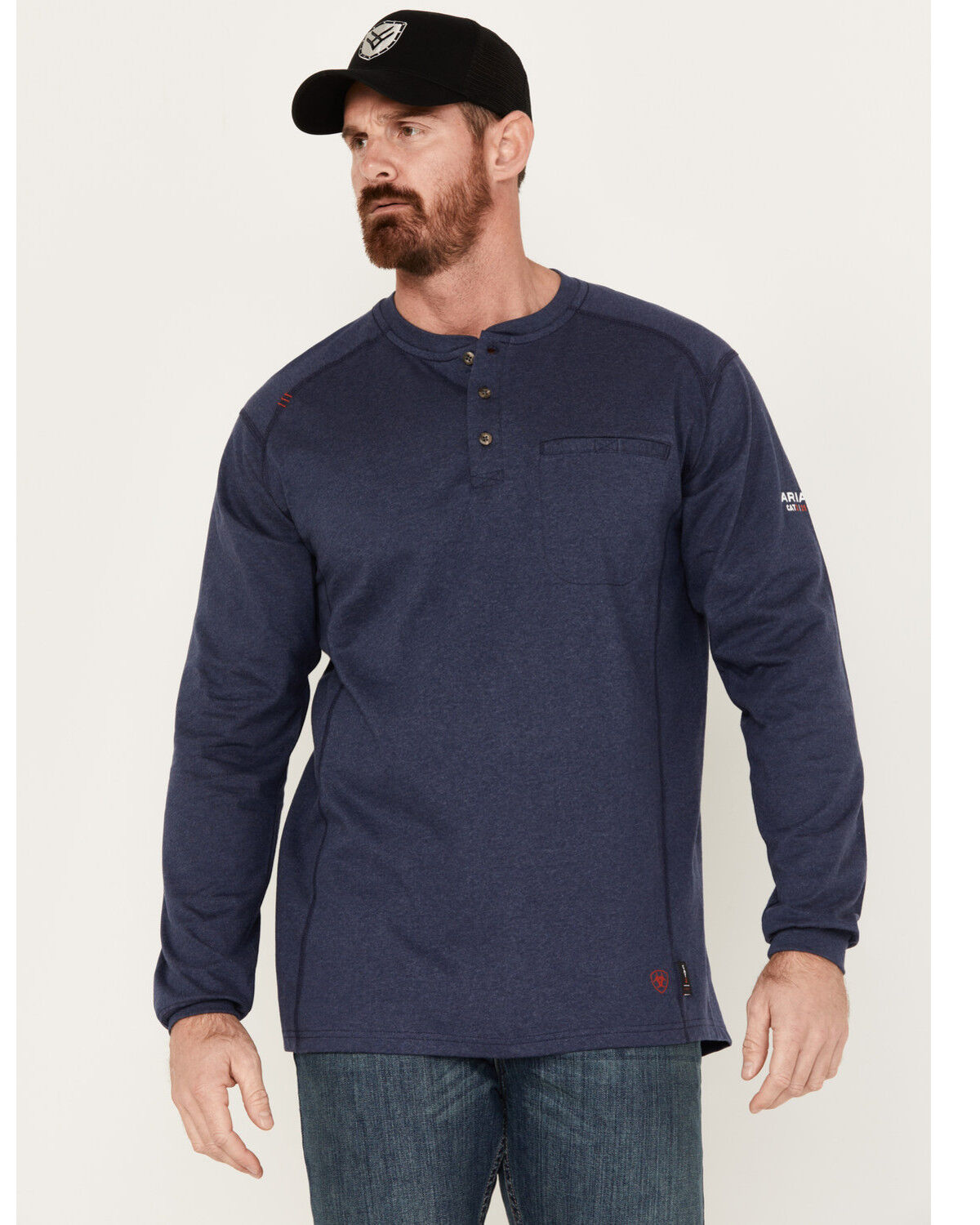 Image #2 - Ariat Men's Rebar FR Air Refinery Henley Long Sleeve Work Shirt - Tall, Navy, hi-res