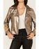 Image #3 - Stoosh Women's Metallic Faux Leather Moto Jacket, Silver, hi-res