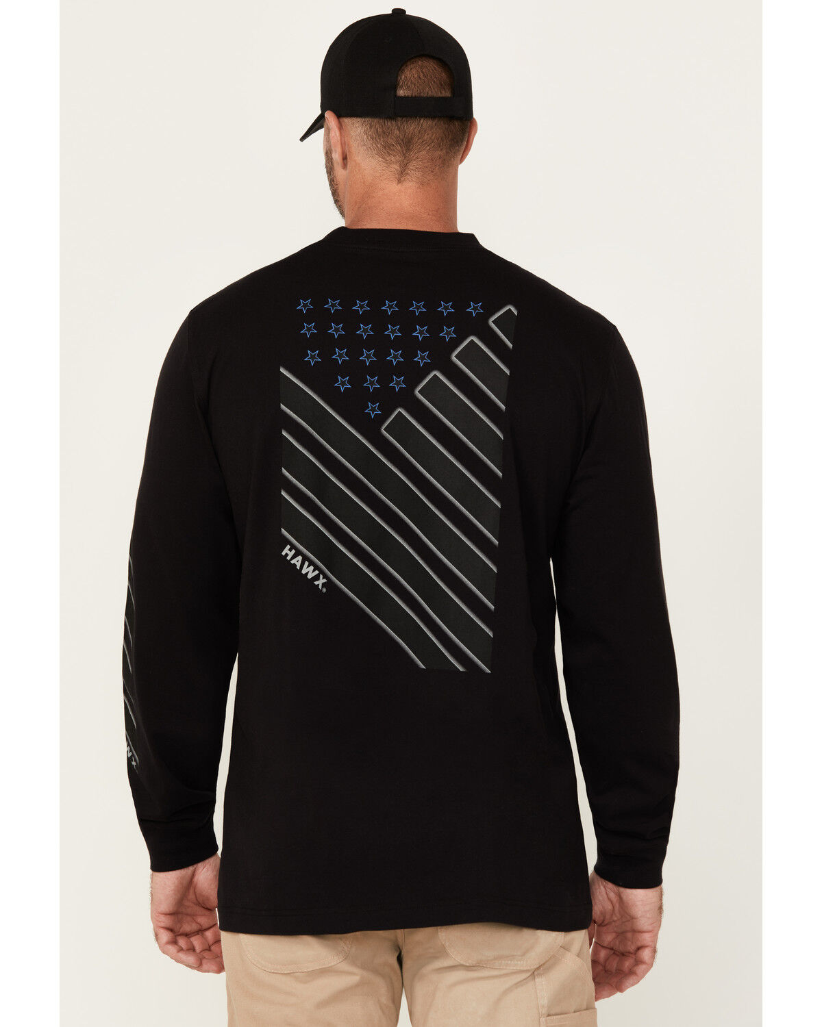 Image #1 - Hawx Men's Stripes Long Sleeve Graphic Work T-Shirt, Black, hi-res
