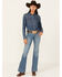 Image #1 - Wrangler Retro Women's Sadie Medium Wash Low Rise Stretch Trouser Jeans, Medium Wash, hi-res
