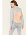Wrangler Women's Chambray Floral Overlay Long Sleeve Snap Western Shirt , Mauve, hi-res
