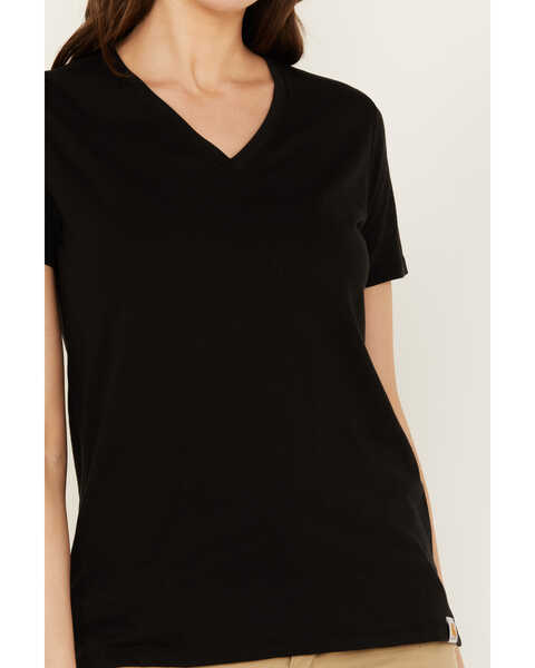 Image #3 - Carhartt Women's Relaxed Fit Lightweight Short Sleeve V Neck T-Shirt, Black, hi-res