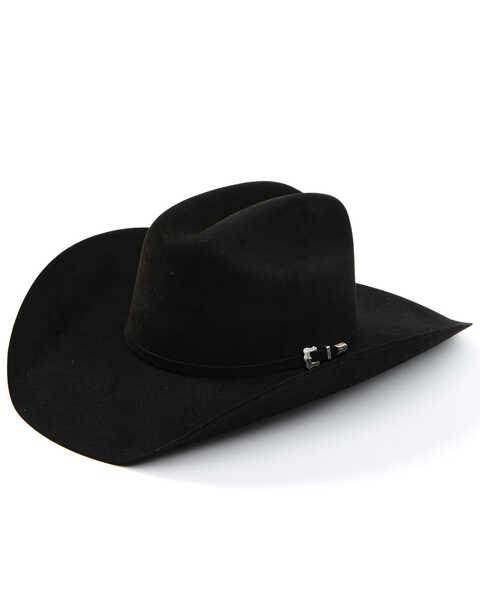 Atwood Black 10X Low Cattleman Fur Felt Blend Western Hat, Black, hi-res