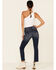 Image #4 - VIGOSS Women's Dark Wash High Rise Stevie Straight Distressed Jeans, Dark Blue, hi-res