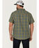 Image #4 - Brothers and Sons Men's Plaid Casual Woven Short Sleeve Button-Down Western Shirt , Olive, hi-res