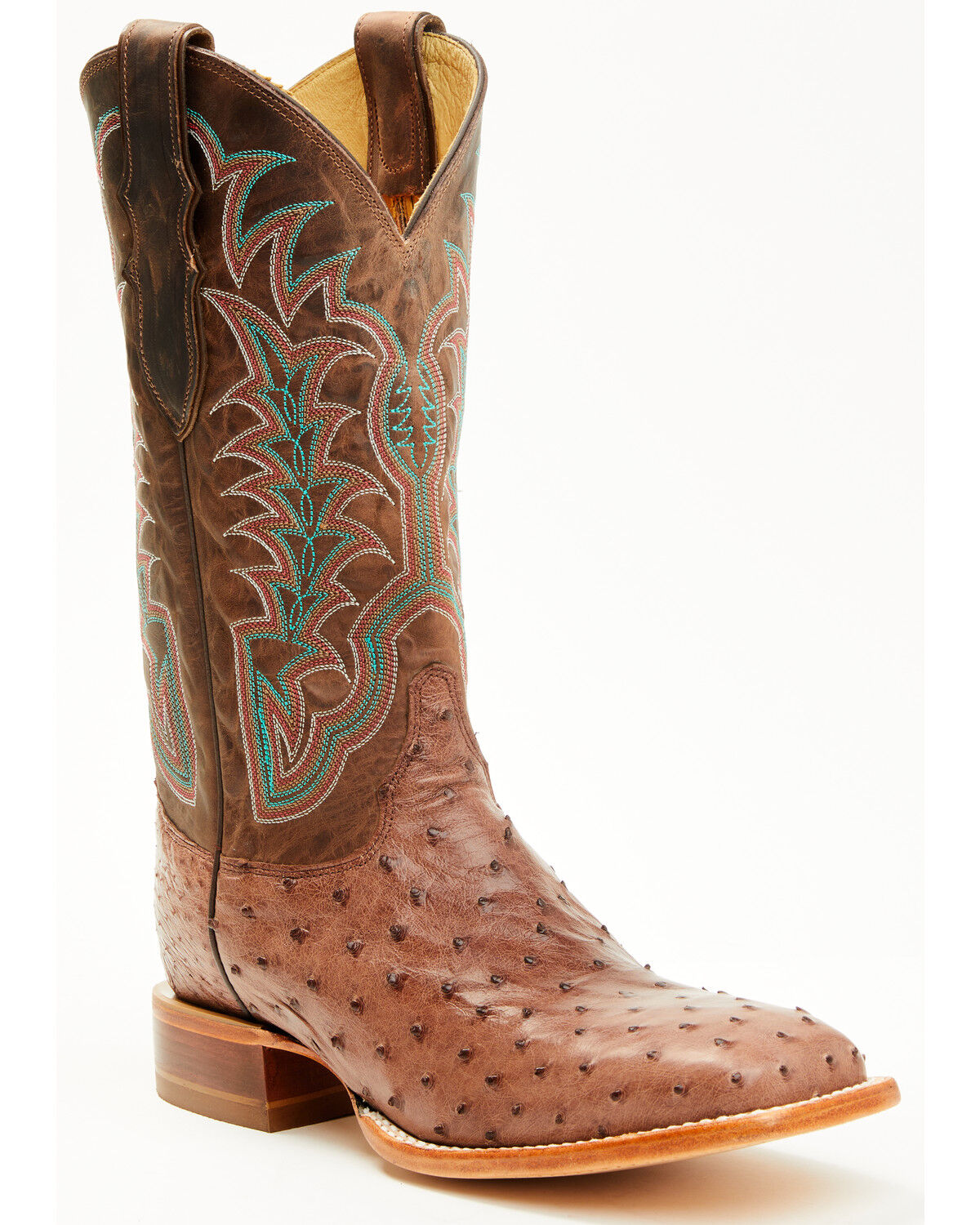 Image #1 - Justin Men's Chisolm Exotic Ostrich Western Boots - Broad Square Toe, Brown, hi-res