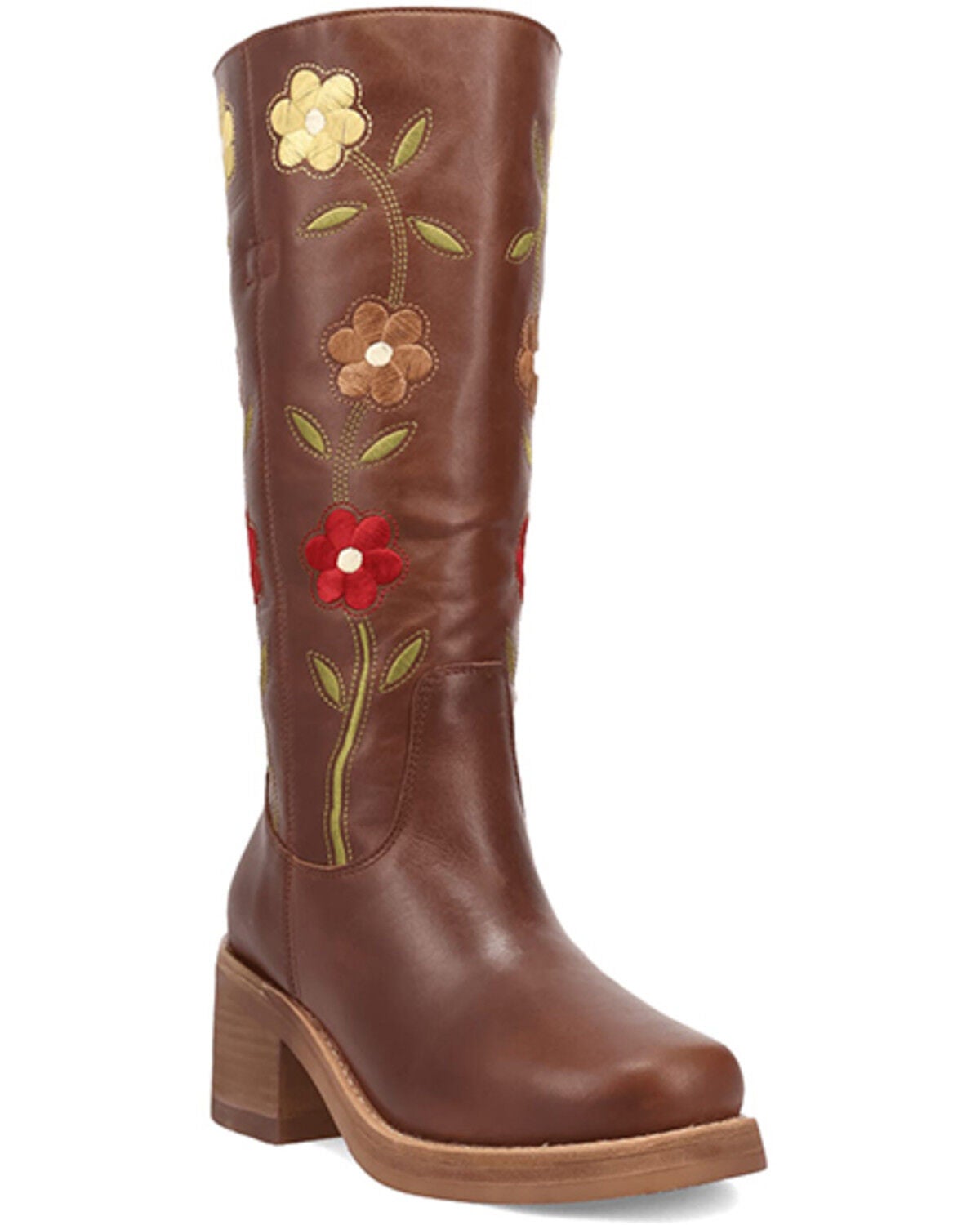 Dingo Women's Floral Bloom Fashion Boots - Round Toe, Brown, hi-res