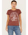 Bandit Brand Women's Cactus Short Sleeve Graphic Tee, Rust Copper, hi-res