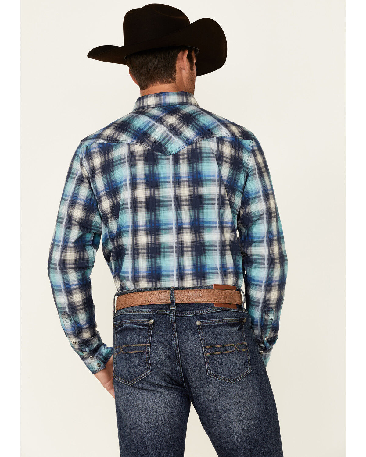 Image #4 - Cody James Men's Mission Large Plaid Long Sleeve Snap Western Shirt - Big & Tall, Blue, hi-res