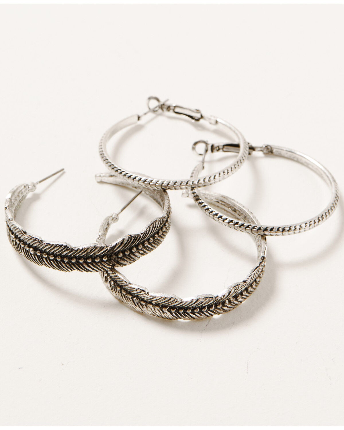 Image #1 - Shyanne Women's Mystic Summer 2pc Feather Hoop Earrings, Silver, hi-res