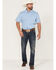Image #2 - RANK 45® Men's Cantle Geo Print Short Sleeve Button-Down Western Shirt , Light Blue, hi-res