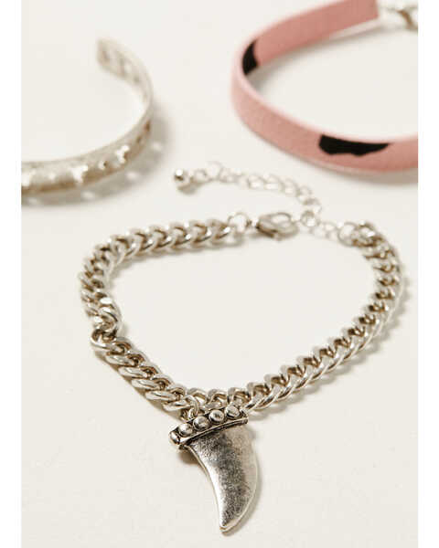Image #2 - Shyanne Women's Disco Cowgirl Steer Head Chain & Cuff Bracelet Set - 3-Piece, Pink, hi-res