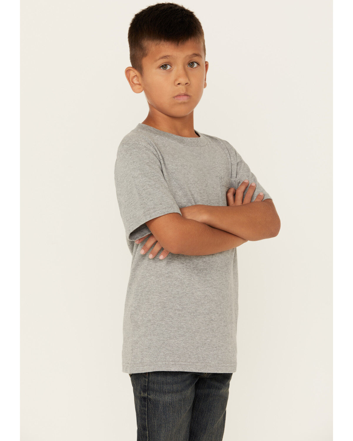 Image #3 - Carhartt Boys' Logo Pocket Short Sleeve T-Shirt, Charcoal, hi-res