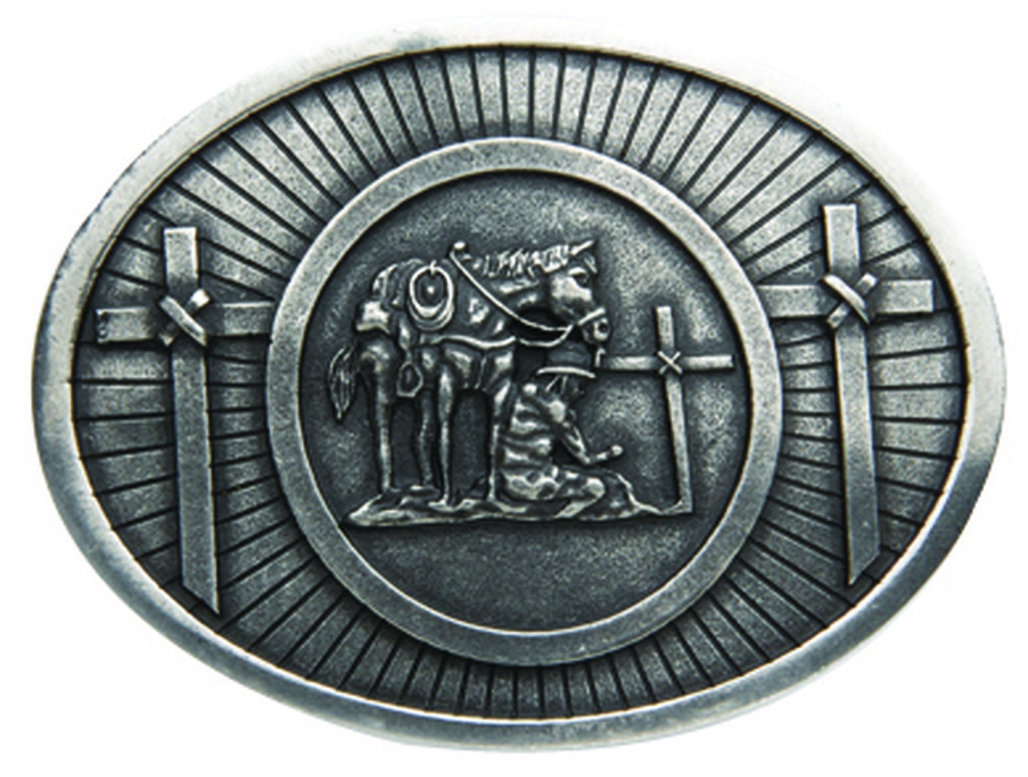 Image #1 - AndWest Men's Antique Silver Praying Cowboy Belt Buckle, Silver, hi-res