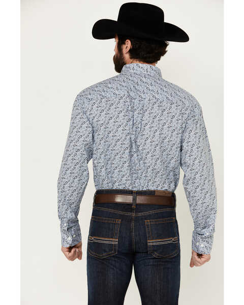 Image #4 - Wrangler Men's Classics Paisley Print Long Sleeve Button-Down Western Shirt, Blue, hi-res