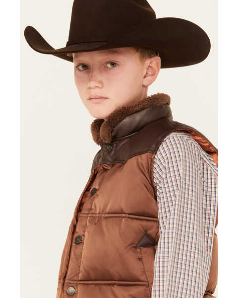Cody James Boys' Hood River Nylon Puffer Vest, Dark Brown, hi-res