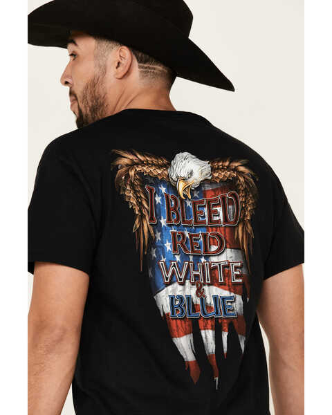 Cowboy Up Men's I Bleed Red White & Blue Graphic T-Shirt , Black, hi-res