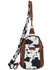 Image #1 - Wrangler Women's Boot Barn Exclusive Daisy Cow Print Sling Bag, Brown, hi-res