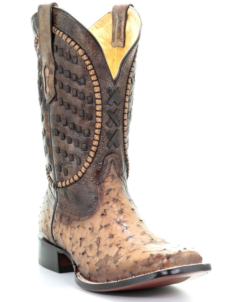 Corral Men's Ostrich Inlay Western Boots Square Toe Sheplers