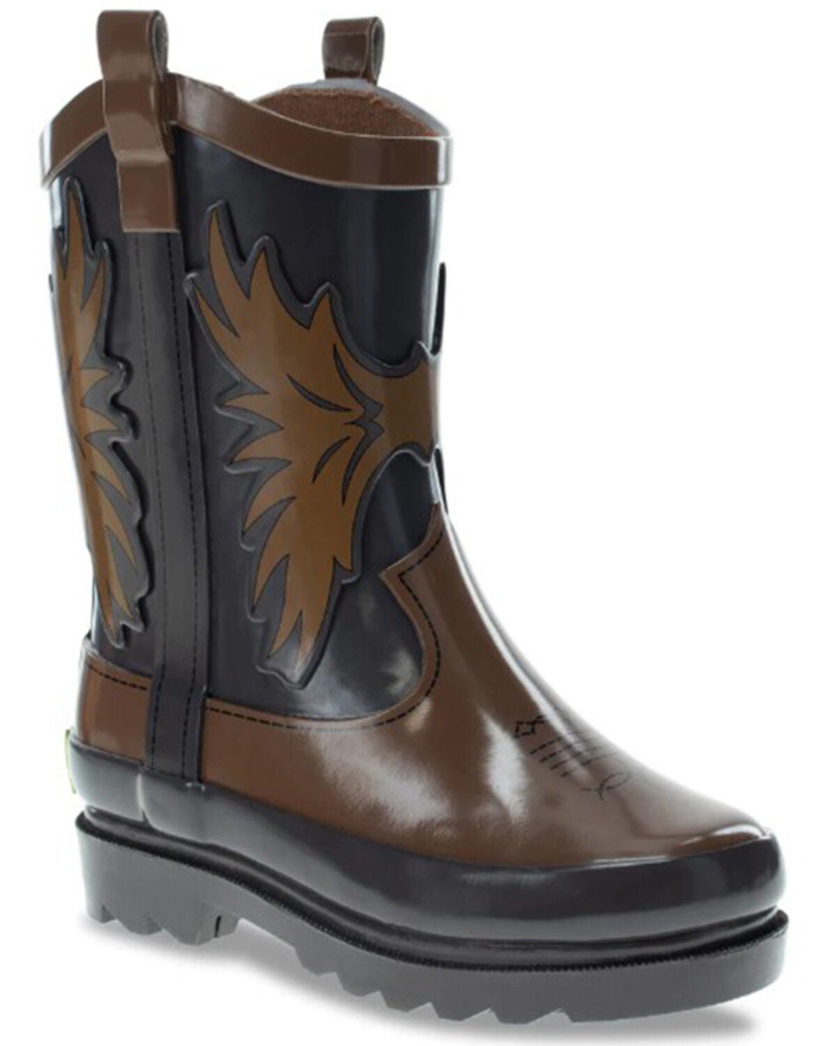 Western Chief Boys' Western Cowboy Rain Boots - Round Toe, Brown, hi-res