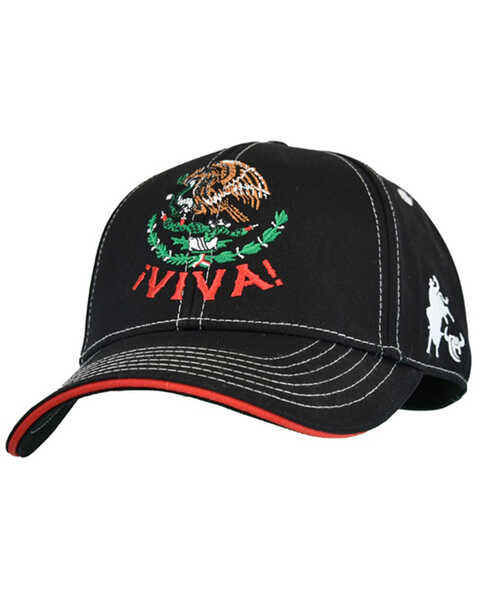 Image #1 - Cowboy Hardware Men's Viva Mexico Baseball Cap, Black, hi-res