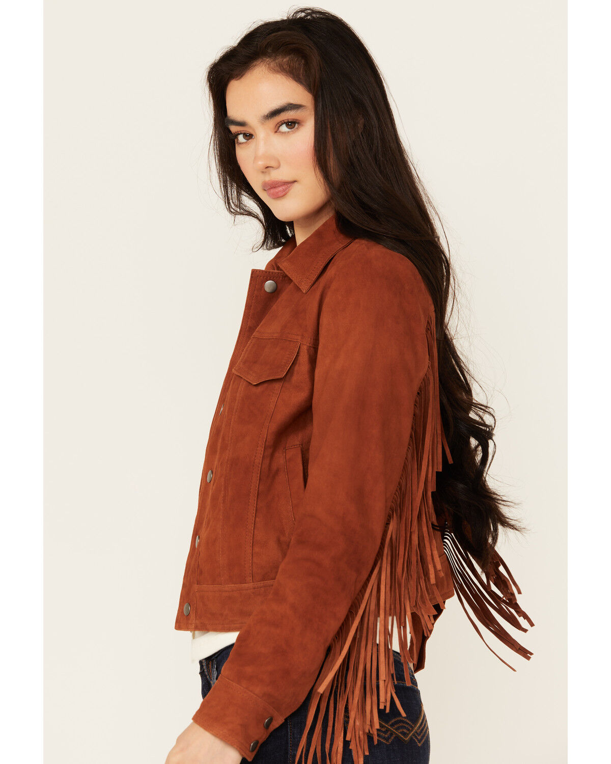 Image #2 - Idyllwind Women's Wynbrook Fringe Suede Jacket, Caramel, hi-res