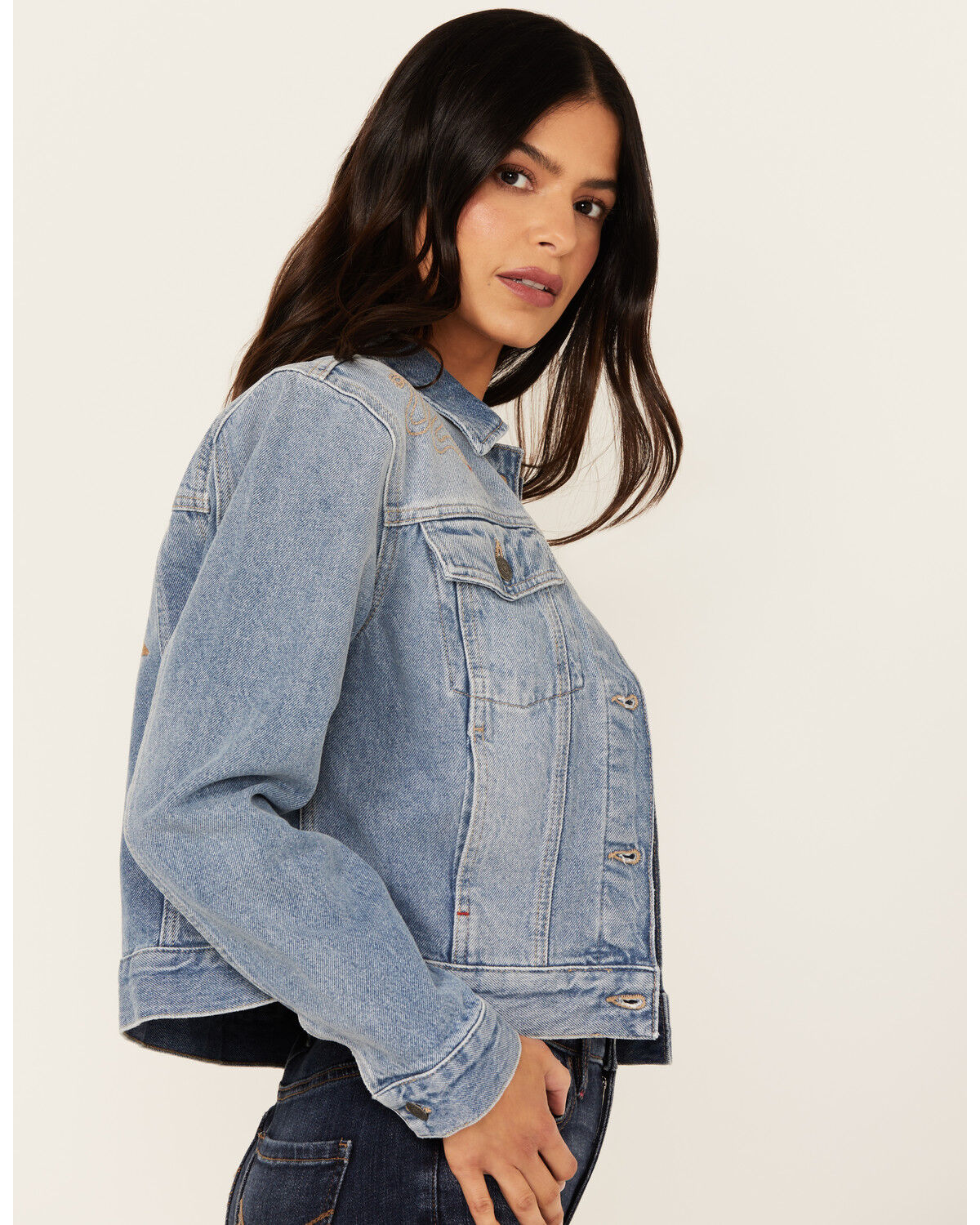 Image #3 - Idyllwind Women's Rigid Foster Medium Wash Embroidered Trucker Jacket, Medium Wash, hi-res