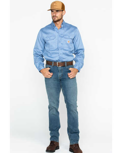 Image #6 - Carhartt Men's FR Dry Twill Long Sleeve Work Shirt, Med Blue, hi-res