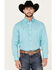 Image #1 - George Strait by Wrangler Men's Geo Print Long Sleeve Button-Down Western Shirt, Turquoise, hi-res