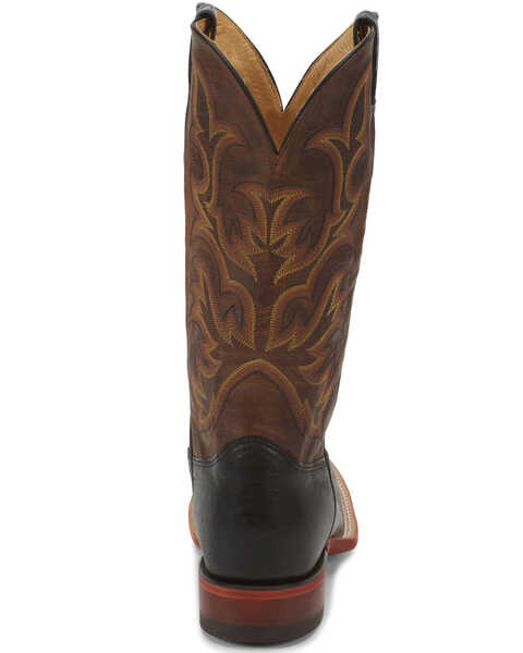 Justin Men's Smooth Ostrich AQHA Remuda Western Cowboy Boots - Square Toe, Black, hi-res