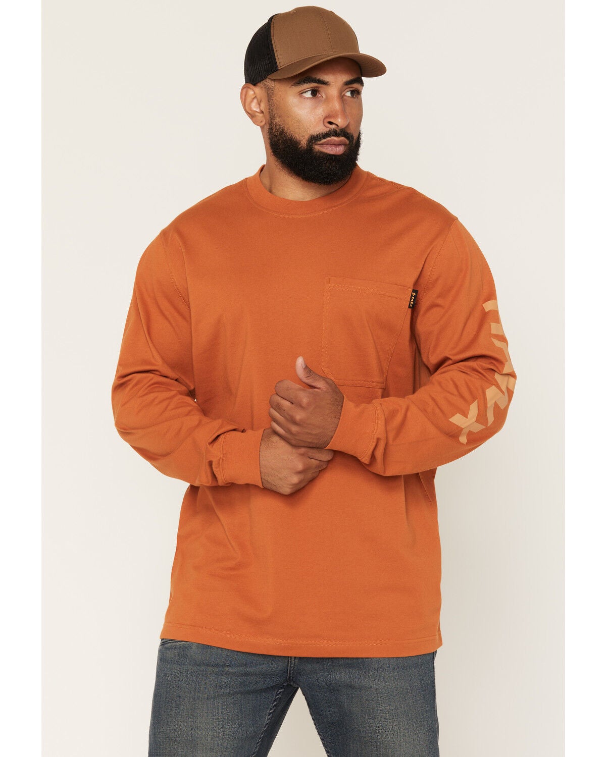 Hawx Men's Logo Graphic Long Sleeve Work T-Shirt, Rust Copper, hi-res
