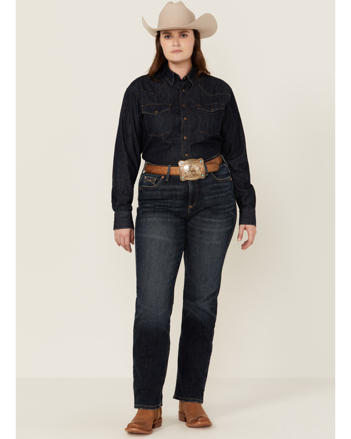 Image #1 - Ariat Women's Aubree Straight Missouri Jeans - Plus, Dark Wash, hi-res