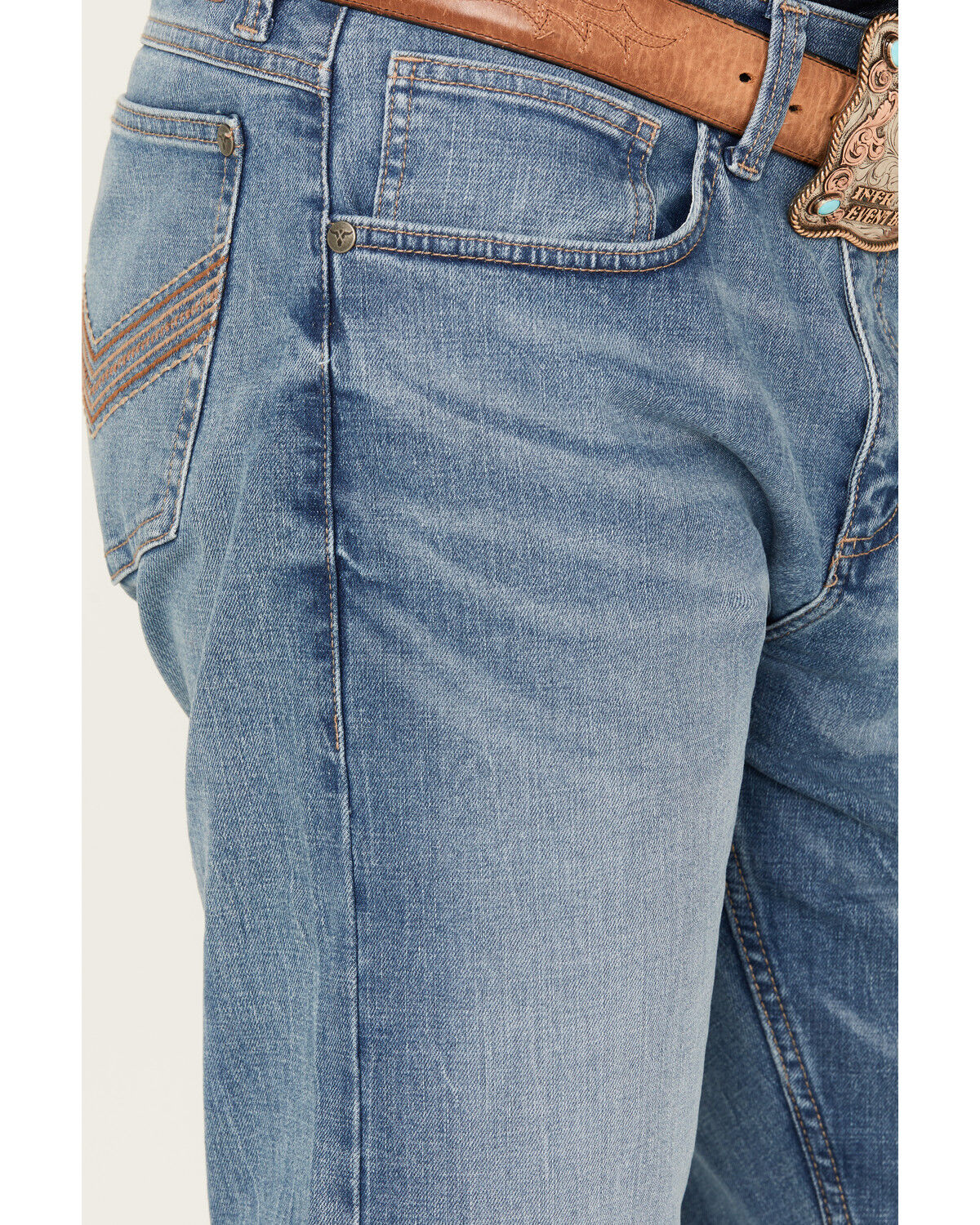 Image #2 - Wrangler 20X Men's Monarch Light Wash Slim Straight Stretch Denim Jeans, Light Wash, hi-res