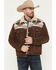 Image #1 - Scully Men's Sherpa Lined Boar Suede Trucker Jacket, Chocolate, hi-res