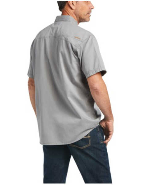 Image #2 - Ariat Men's Solid Rebar Washed Twill Short Sleeve Button Down Work Shirt , Grey, hi-res