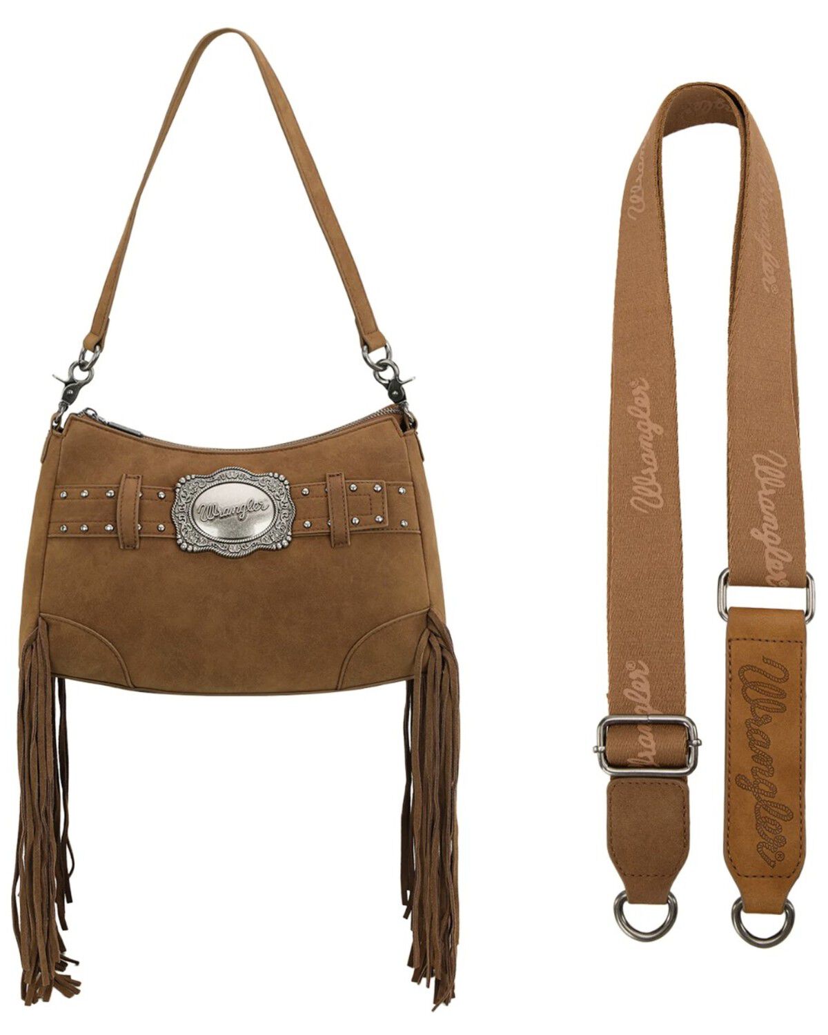 Image #6 - Wrangler Women's Fringe Buckle Hobo Bag, Brown, hi-res