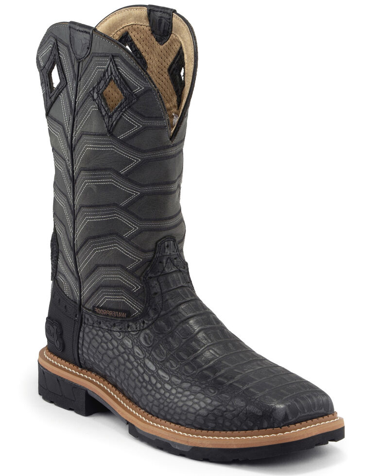 justin derrickman croc print composite toe work boots