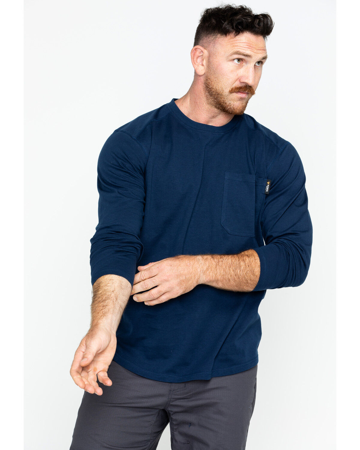Image #1 - Hawx Men's Solid Pocket Crew Long Sleeve Work T-Shirt - Big & Tall, , hi-res