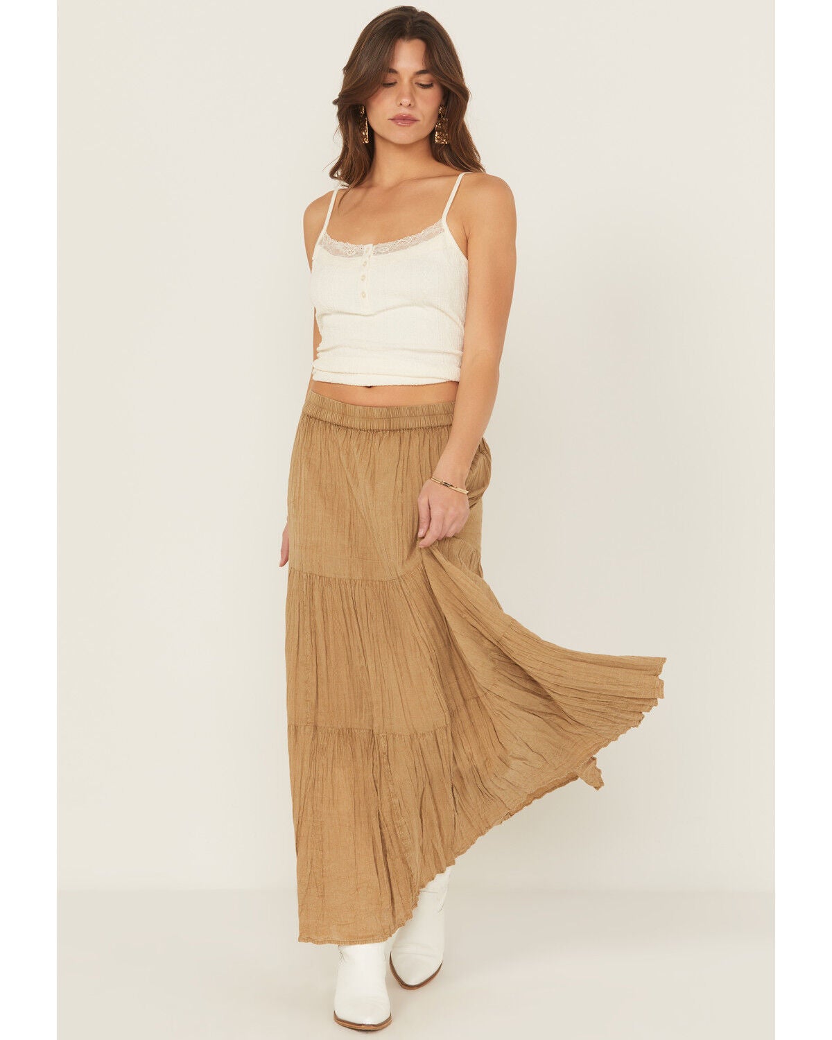 Scully Women's Broomstick Maxi Skirt, Khaki, hi-res