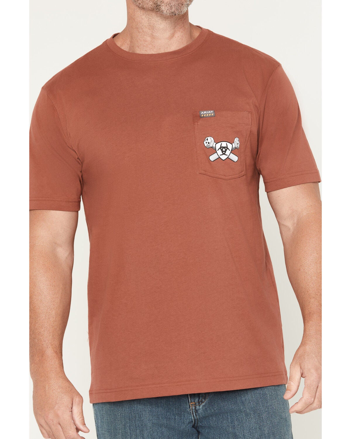 Image #3 - Ariat Men's Rebar Cotton Strong Bolt Skull Short Sleeve Work T-Shirt, Red, hi-res