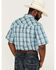 Image #4 - Wrangler Men's Plaid Print Short Sleeve Snap Western Shirt , Blue, hi-res