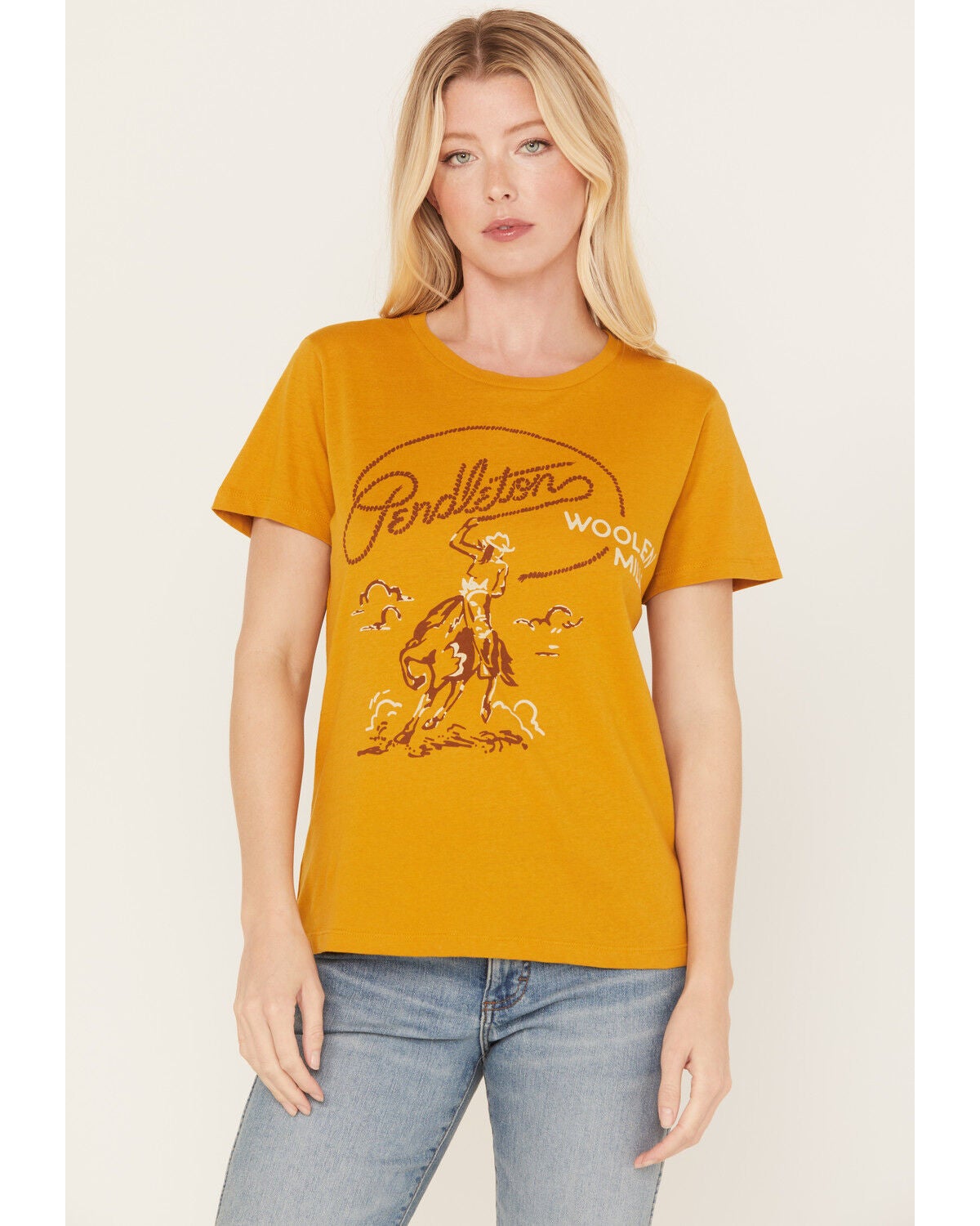 Pendleton Women's Rodeo Cowgirl Short Sleeve Graphic Tee, Mustard, hi-res