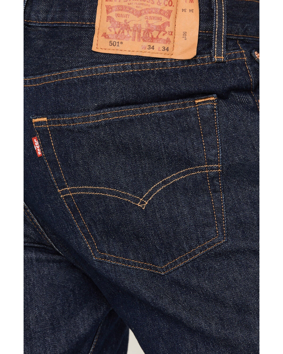 Image #4 - Levi's Men's 501 Original Prewashed Regular Straight Leg Jeans, Rinsed, hi-res