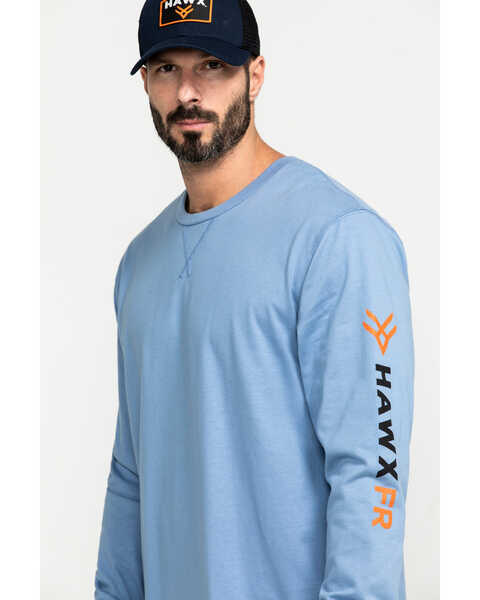 Image #5 - Hawx Men's FR Logo Long Sleeve Work T-Shirt , Blue, hi-res