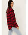 Image #2 - Idyllwind Women's Tira Plaid Star Print Flannel Pearl Snap Shacket, Ruby, hi-res