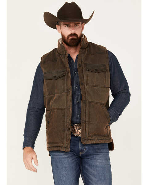 Cody James Men's Oil Slick Snap Vest, Brown, hi-res