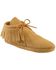 Minnetonka Fringed Soft Sole Moccasins, Tan, hi-res