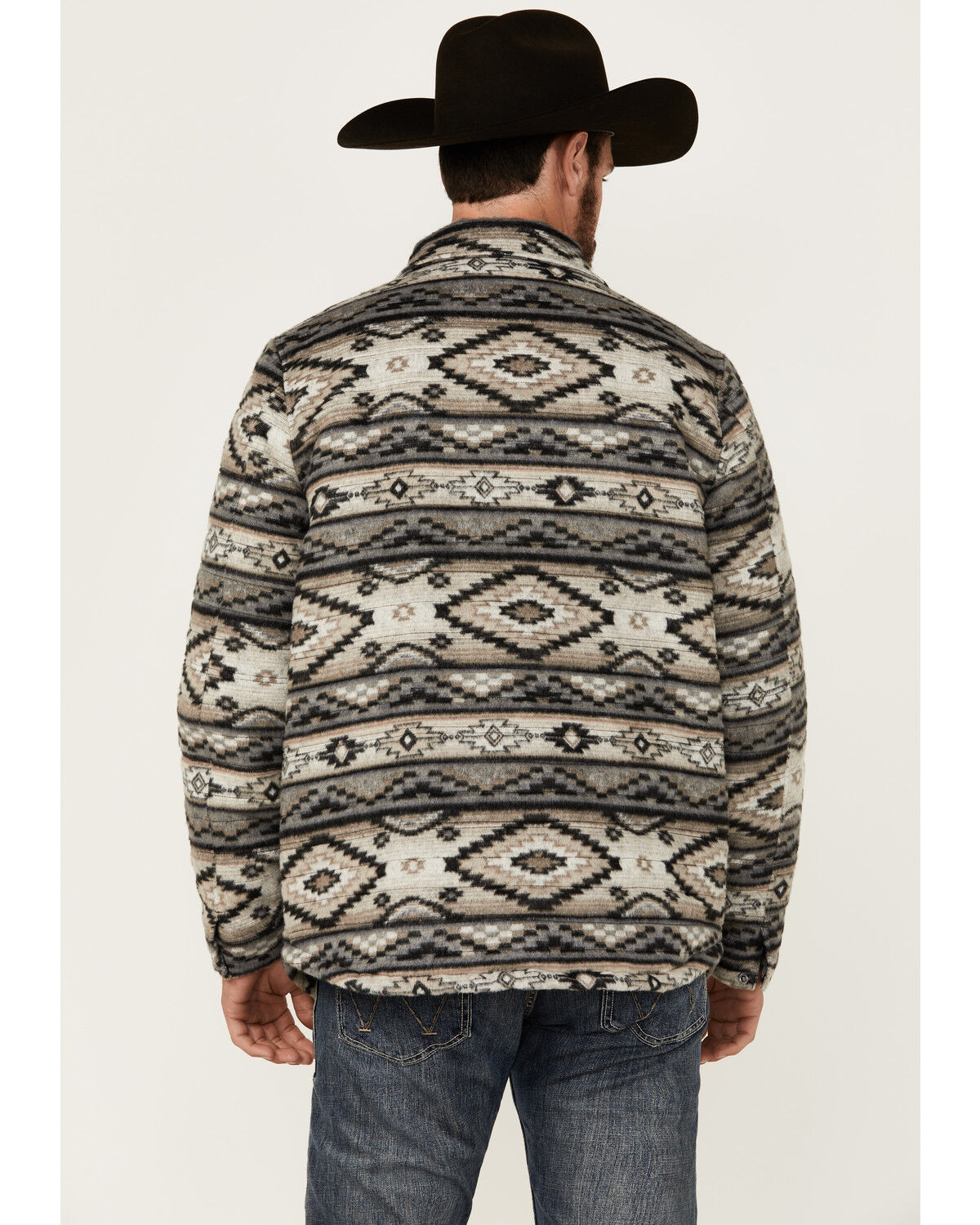 Image #4 - Rock & Roll Denim Men's Southwestern Quilted Snap Jacket, Taupe, hi-res