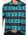 Image #3 - Panhandle Men's Southwestern Print Short Sleeve Performance Polo Shirt , Turquoise, hi-res